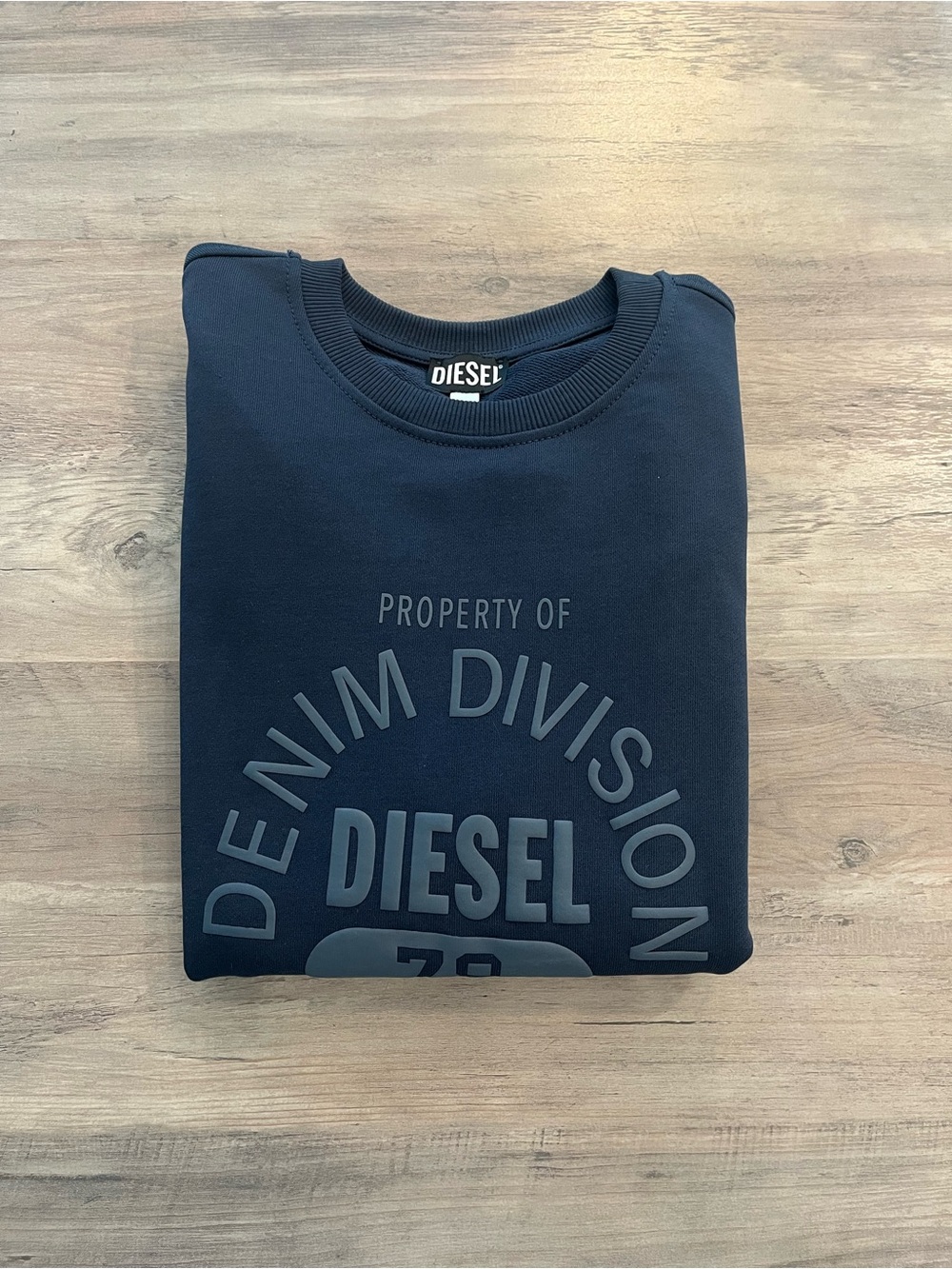 Diesel Navy Crewneck Sweatshirt with Embossed Logo